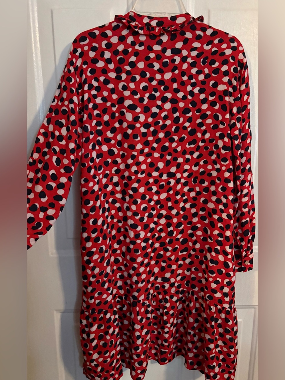 Free Assembly Red Abstract Spot Ruffle-Hem Tunic XS - Picture 4 of 14